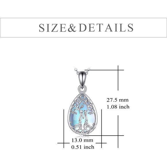 Sterling Silver Tree of Life Abalone Turquoise Pendant Necklace for Sister - Picture 5 of 7